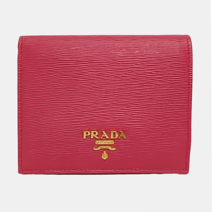 PRADA Fuchsia Leather Wallet Golden hardware-(SKU)-958110711