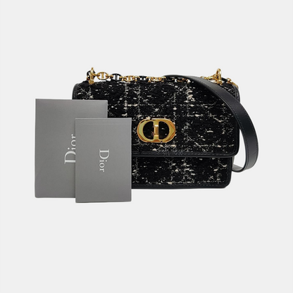 DIOR 30 Montaigne Black Fabric Montaigne Bag Shoulder Bag Crossbody Bag Handbag Golden Hardware Removable Strap-(SKU)-958282037