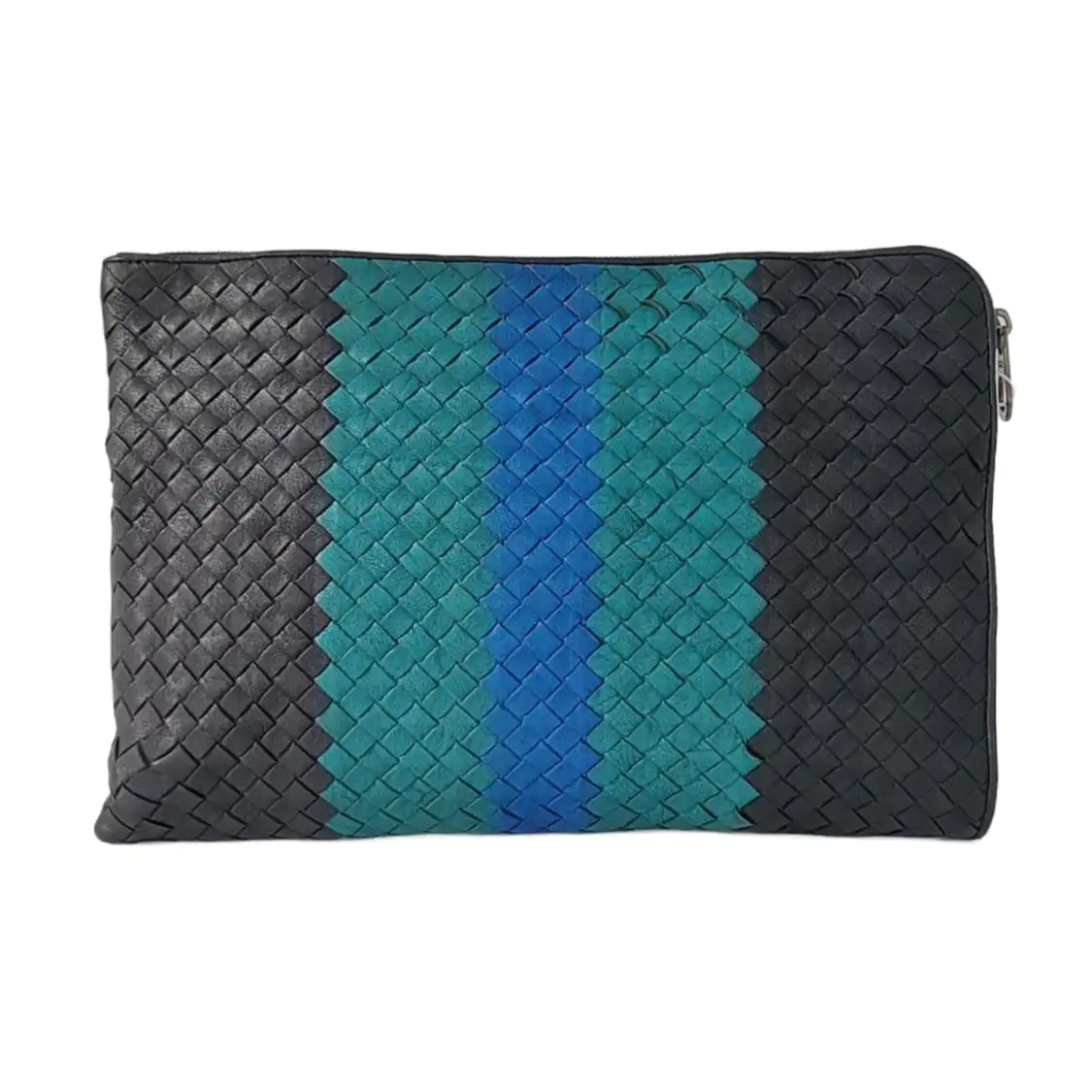 BOTTEGA VENETA Contrast Color Leather Woven Clutch Ruthenium color hardware-(SKU)-958209922