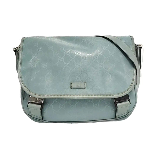 GUCCI Light Blue Coated Canvas La Vieille Russie Single Shoulder Bag Crossbody Bag Silver Hardware-(SKU)-958171840