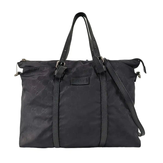 GUCCI GG Imprime Black Nylon Old Flower Single Shoulder Bag Handbag Crossbody Bag Silver Hardware Removable shoulder strap-(SKU)-958181512
