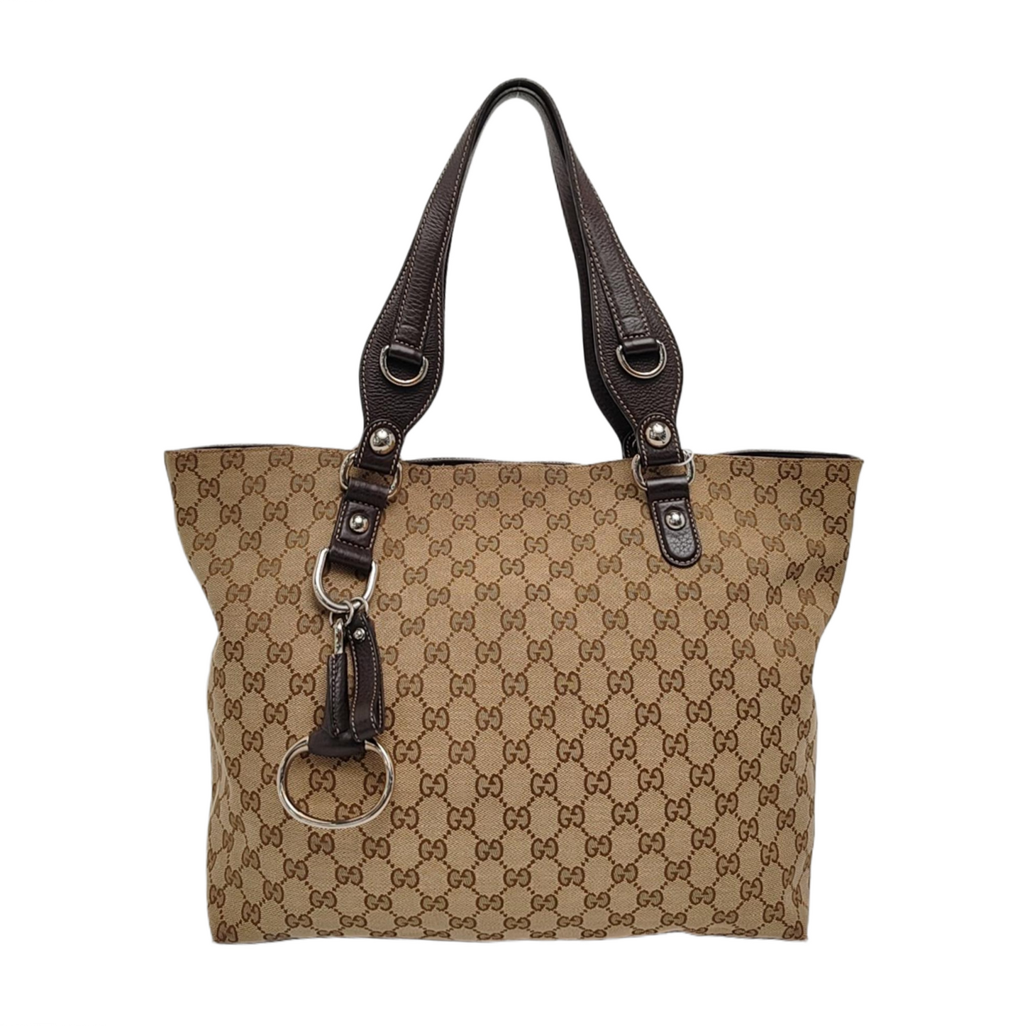 GUCCI Babouska Khaki canvas monogram crossbody bag, handbag Silver Hardware-(SKU)-958404540