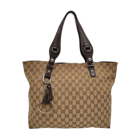 GUCCI Babouska Khaki canvas monogram crossbody bag, handbag Silver Hardware-(SKU)-958404540