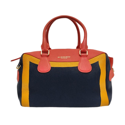 BURBERRY The Banner Dark Blue Leather Handbag Golden hardware-(SKU)-958302180