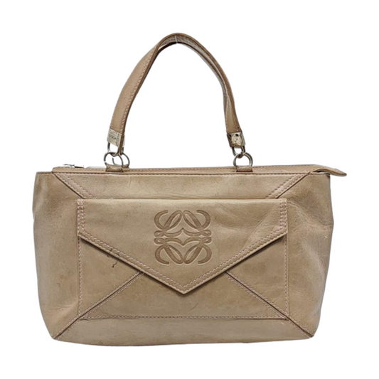 LOEWE Khaki Lambkin Embossed Handbag Silver Hardware-(SKU)-958006542