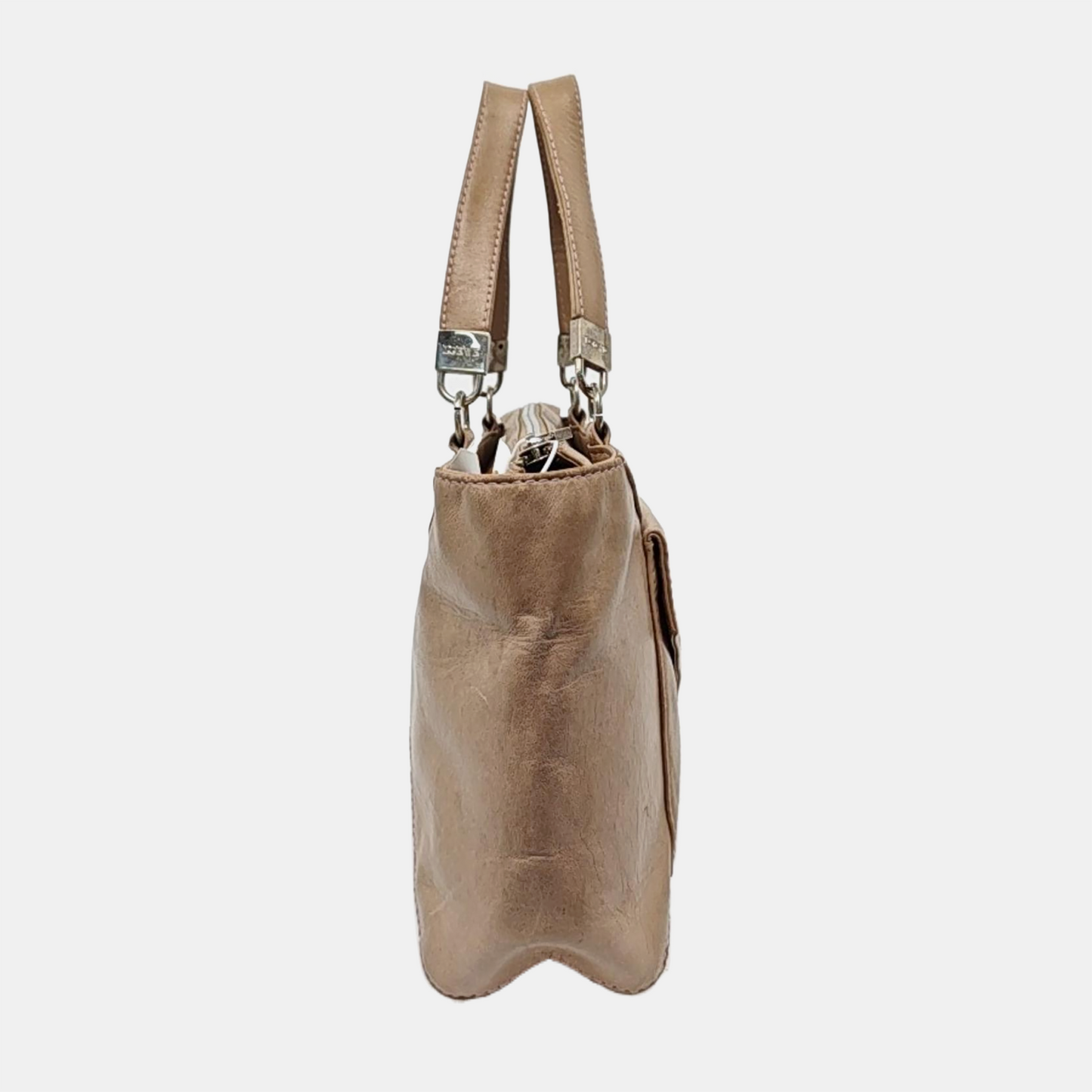 LOEWE Khaki Lambkin Embossed Handbag Silver Hardware-(SKU)-958006542