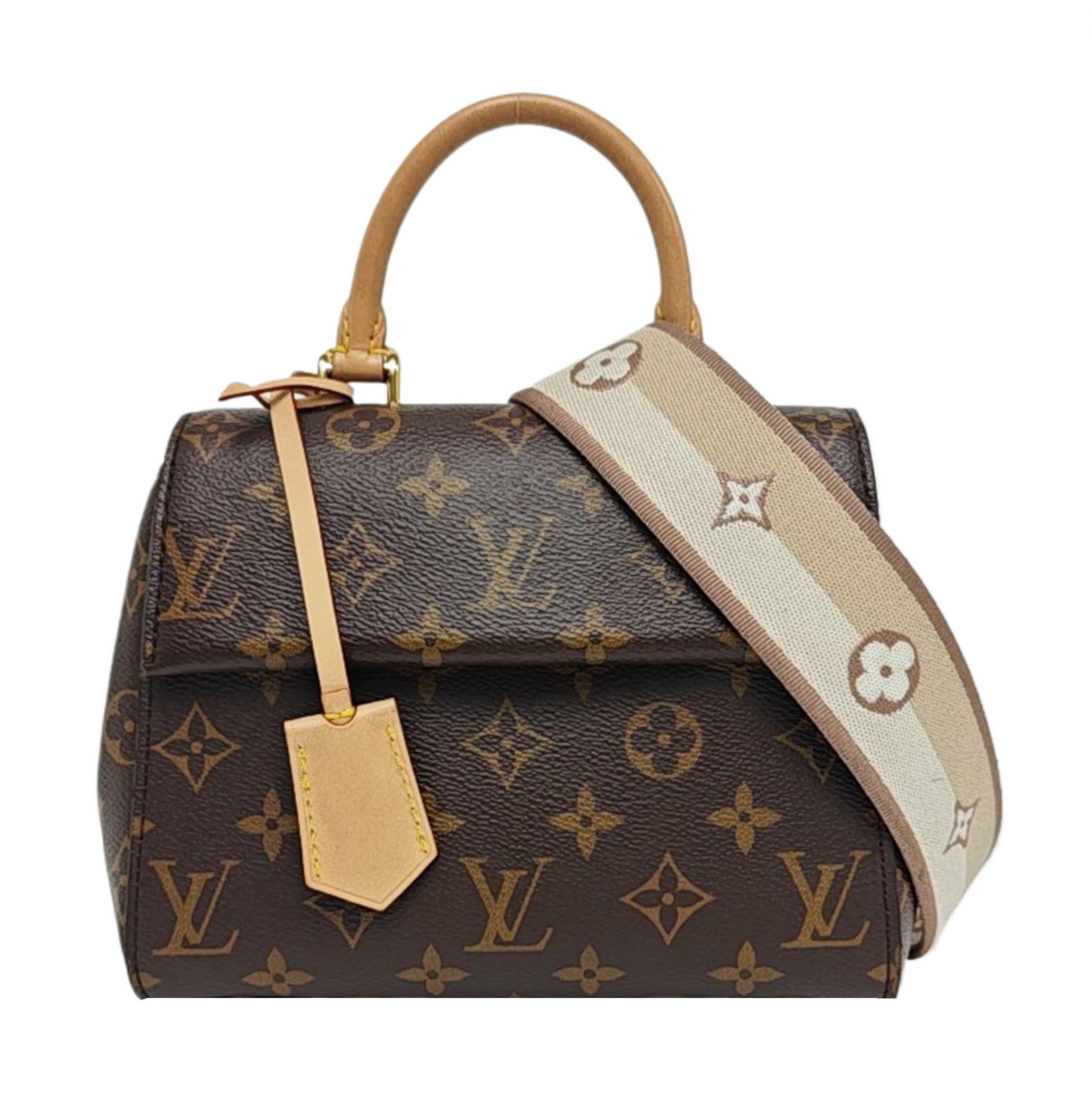 LOUIS VUITTON CLUNY Small Brown Coated Canvas Monogram Cluny Shoulder Bag Crossbody Tote Bag Convertible Strap-(SKU)-958624188