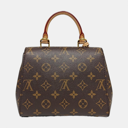 LOUIS VUITTON CLUNY Small Brown Coated Canvas Monogram Cluny Shoulder Bag Crossbody Tote Bag Convertible Strap-(SKU)-958624188