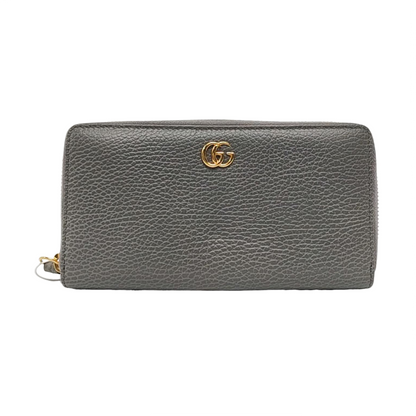 GUCCI GG Marmont Gray Cowhide Wallet Golden hardware-(SKU)-958273194