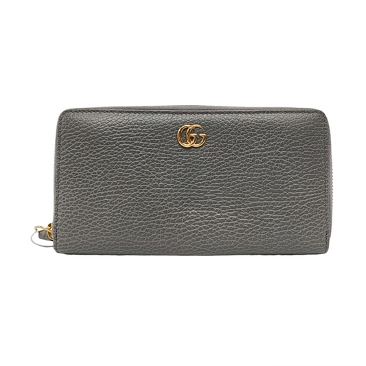 GUCCI GG Marmont Gray Cowhide Wallet Golden hardware-(SKU)-958273194