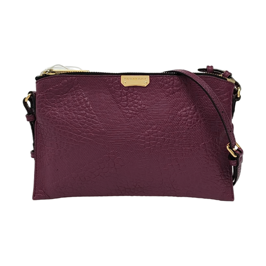 BURBERRY Mildenhall Purple Leather Shoulder and Crossbody Bag Golden hardware Removable shoulder strap-(SKU)-958378180
