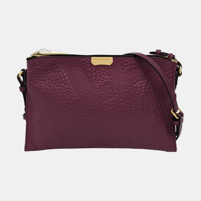 BURBERRY Mildenhall Purple Leather Shoulder and Crossbody Bag Golden hardware Removable shoulder strap-(SKU)-958378180