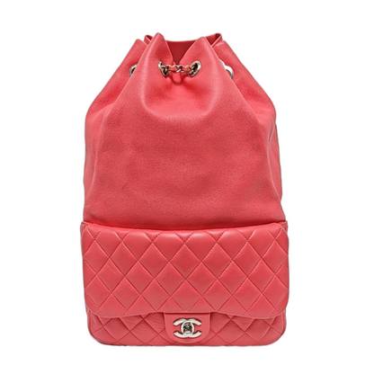 CHANEL IN SEOUL Pink Lamb Leather Diamond Quilted Backpack with Silver Hardware 23 opening-(SKU)-958357493
