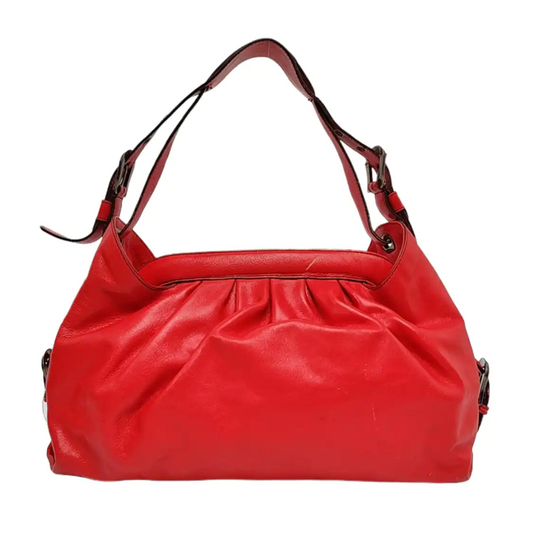 FENDI Red Calf Leather Crossbody Shoulder Bag Tote Golden hardware Removable shoulder strap-(SKU)-958494081