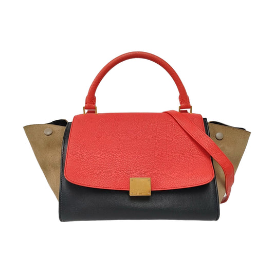 CELINE TRAPEZE Small size Multicolor Cowhide Swing Bag Single Shoulder Bag Handbag Golden hardware Removable shoulder strap-(SKU)-958711206