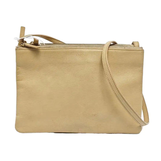 CELINE TRIO Small size Yellow cowhide single shoulder bag Golden hardware Sub-bag-(SKU)-958688928