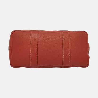 HERMÈS Garden Party 36 Red Negonda Leather Handbag, Silver Hardware, 🅀 Monogrammed-(SKU)-958206619