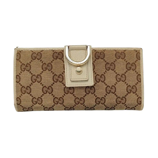 GUCCI Khaki Canvas Monogrammed Wallet Golden hardware-(SKU)-956740009