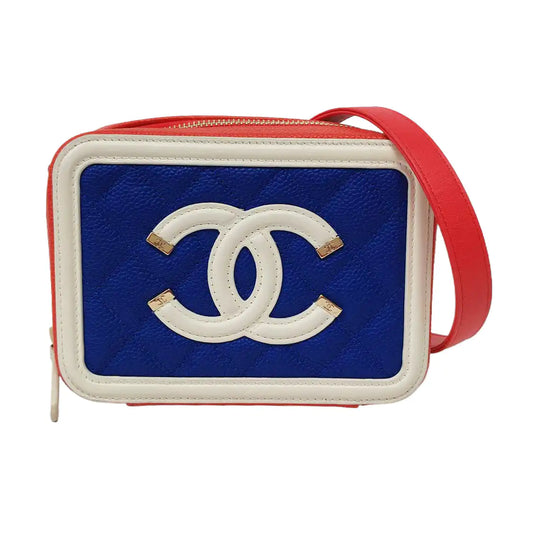 CHANEL FILIGREE Blue Calfskin Quilted Shoulder Bag Tote Crossbody Bag Gold Hardware 27K Clasp-(SKU)-958775150