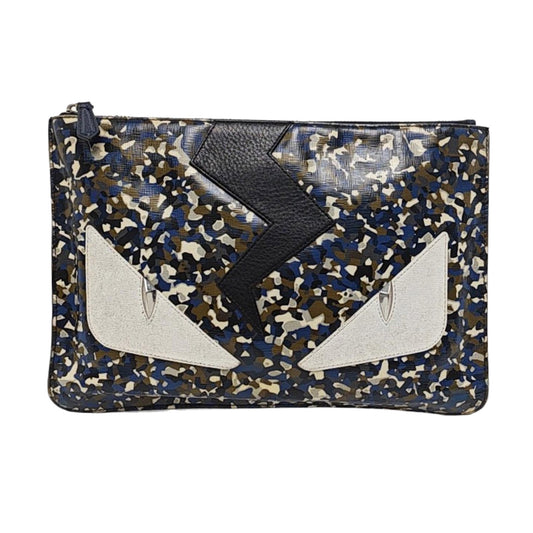 FENDI Multicolor Leather Mini Monster Clutch Silver Hardware-(SKU)-958684597