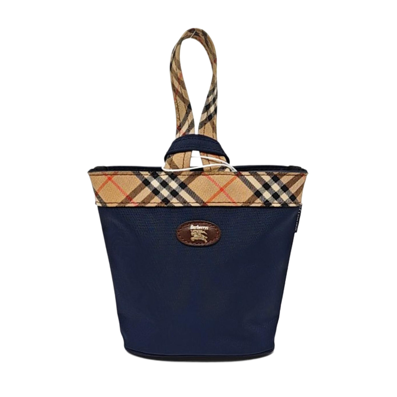 BURBERRY Bucket bag mini Dark Blue Fabric Warhorse Plaid Handbag-(SKU)-959077881