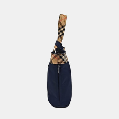 BURBERRY Bucket bag mini Dark Blue Fabric Warhorse Plaid Handbag-(SKU)-959077881