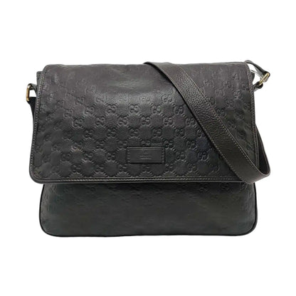 GUCCI Dark Brown Cowhide Monogram Stamped Crossbody Bag Single Shoulder Bag Golden hardware-(SKU)-958917159