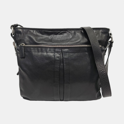 PRADA Black Leather Crossbody Bag Single Shoulder Bag Silver Hardware-(SKU)-959224503