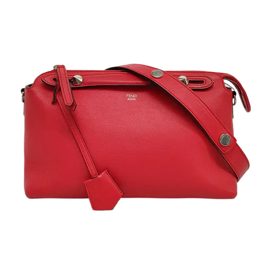 FENDI By The Way Medium size Red Cowhide Single Shoulder Bag Handbag Crossbody Bag Silver Hardware Removable shoulder strap-(SKU)-959153468