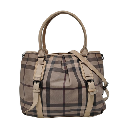 BURBERRY Tote bag Grey Coated Canvas Military Horse Pattern Shoulder Bag Ruthenium color hardware shoulder straps-(SKU)-958927473