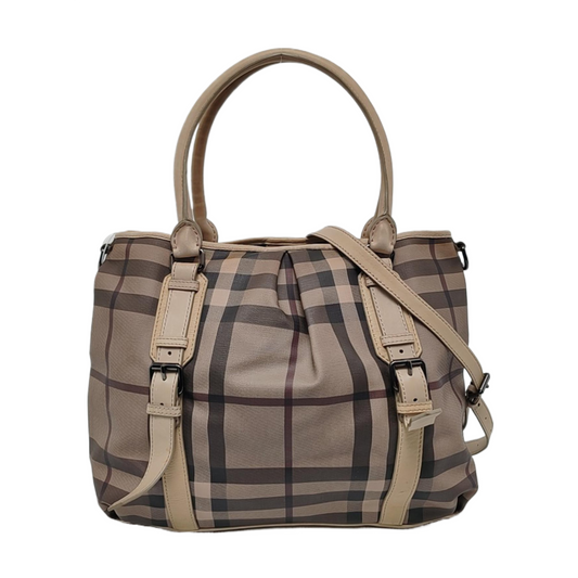BURBERRY Tote bag Grey Coated Canvas Military Horse Pattern Shoulder Bag Ruthenium color hardware shoulder straps-(SKU)-958927473