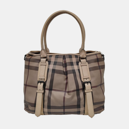 BURBERRY Tote bag Grey Coated Canvas Military Horse Pattern Shoulder Bag Ruthenium color hardware shoulder straps-(SKU)-958927473