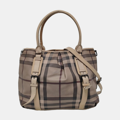 BURBERRY Tote bag Grey Coated Canvas Military Horse Pattern Shoulder Bag Ruthenium color hardware shoulder straps-(SKU)-958927473