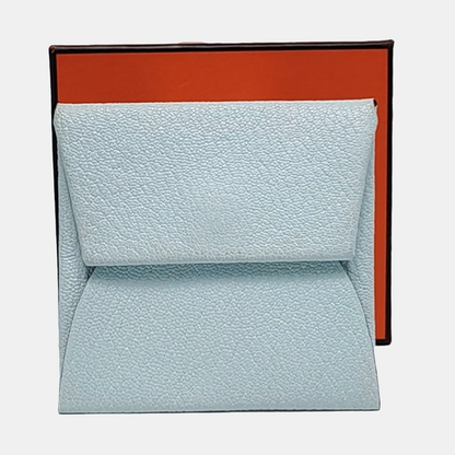 HERMÈS Bastia Haze blue sheepskin card case Silver Hardware Dstamp-(SKU)-959053951
