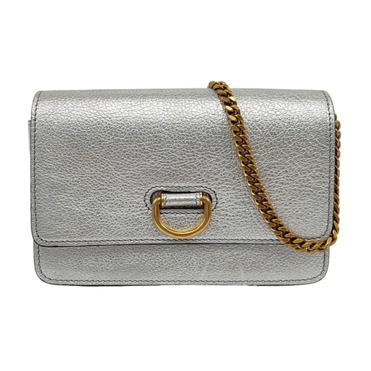 BURBERRY D-Ring Silver cowhide single shoulder bag crossbody bag Golden hardware-(SKU)-959201999