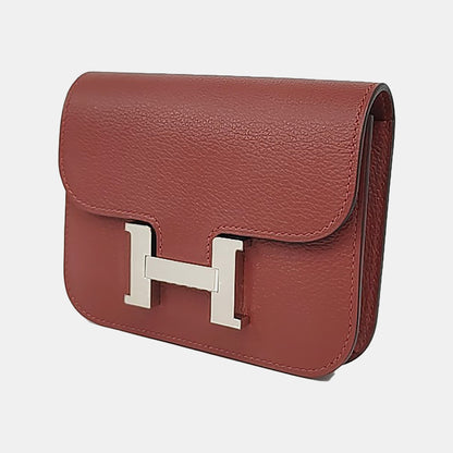HERMÈS Constance Slim Red Evercolor Calfskin Kelly Bag Handbag Silver Hardware B Pocket-(SKU)-958356872