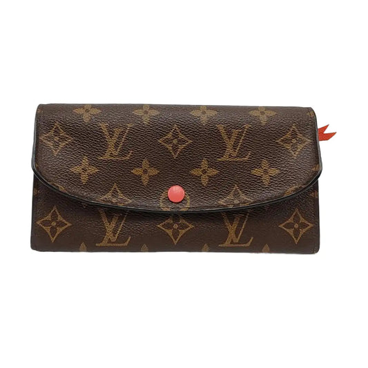 LOUIS VUITTON EMILIE Brown coated canvas vintage wallet Golden hardware-(SKU)-959074836