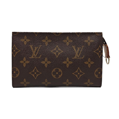 LOUIS VUITTON VOYAGE Brown Coated Canvas Monogram Cosmetic Bag Clutch Golden hardware-(SKU)-959441857