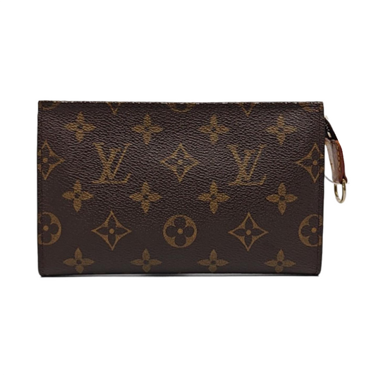 LOUIS VUITTON VOYAGE Brown Coated Canvas Monogram Cosmetic Bag Clutch Golden hardware-(SKU)-959441857
