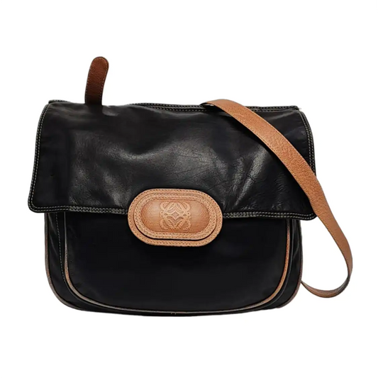 LOEWE Black Leather Embossed Single Shoulder Bag Ruthenium color hardware-(SKU)-959373391