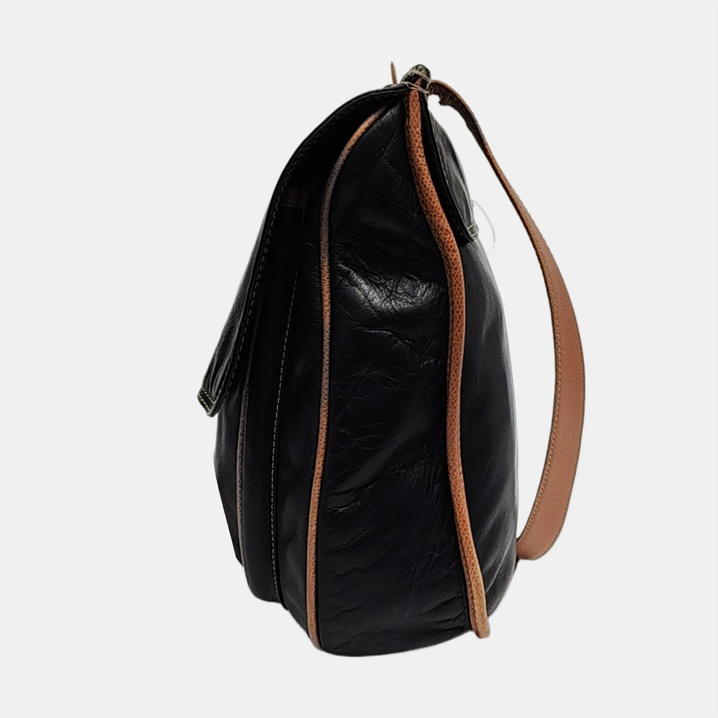 LOEWE Black Leather Embossed Single Shoulder Bag Ruthenium color hardware-(SKU)-959373391