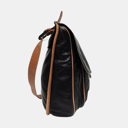 LOEWE Black Leather Embossed Single Shoulder Bag Ruthenium color hardware-(SKU)-959373391