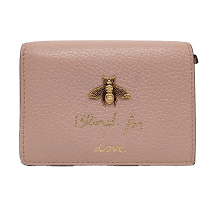 GUCCI Animalier Pink Leather Bee Wallet Golden hardware Complete Accessories-(SKU)-959367286