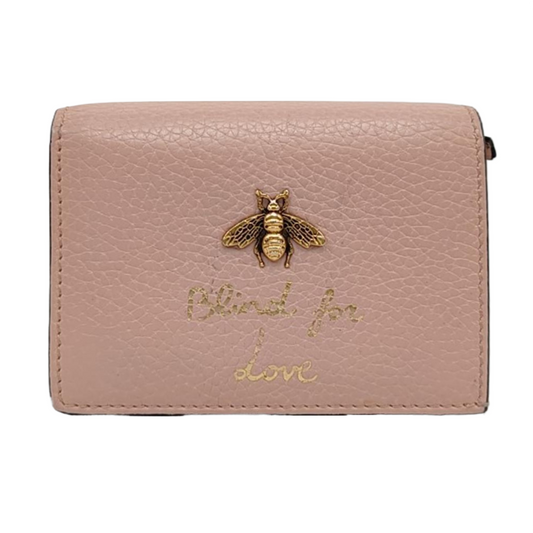GUCCI Animalier Pink Leather Bee Wallet Golden hardware Complete Accessories-(SKU)-959367286