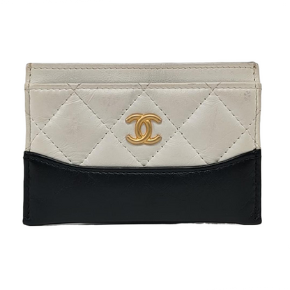 CHANEL GABRIELLE White Cowhide Diamond Pattern Card Wallet Golden hardware 25nan-(SKU)-959022571