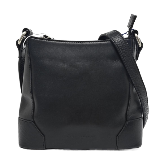BURBERRY Black Leather Crossbody Bag Single Shoulder Bag Silver Hardware-(SKU)-959425193