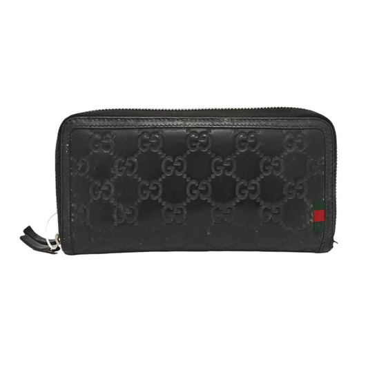 GUCCI Black cowhide monogram embossed handbag Silver Hardware-(SKU)-959345150