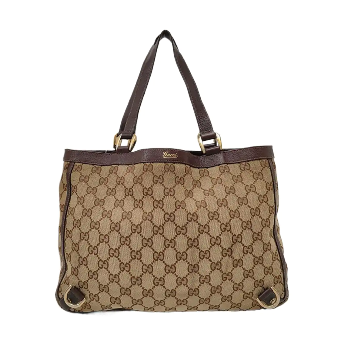 GUCCI Abbey Brown Canvas Monogram Handbag Single Shoulder Bag Golden hardware-(SKU)-959312527