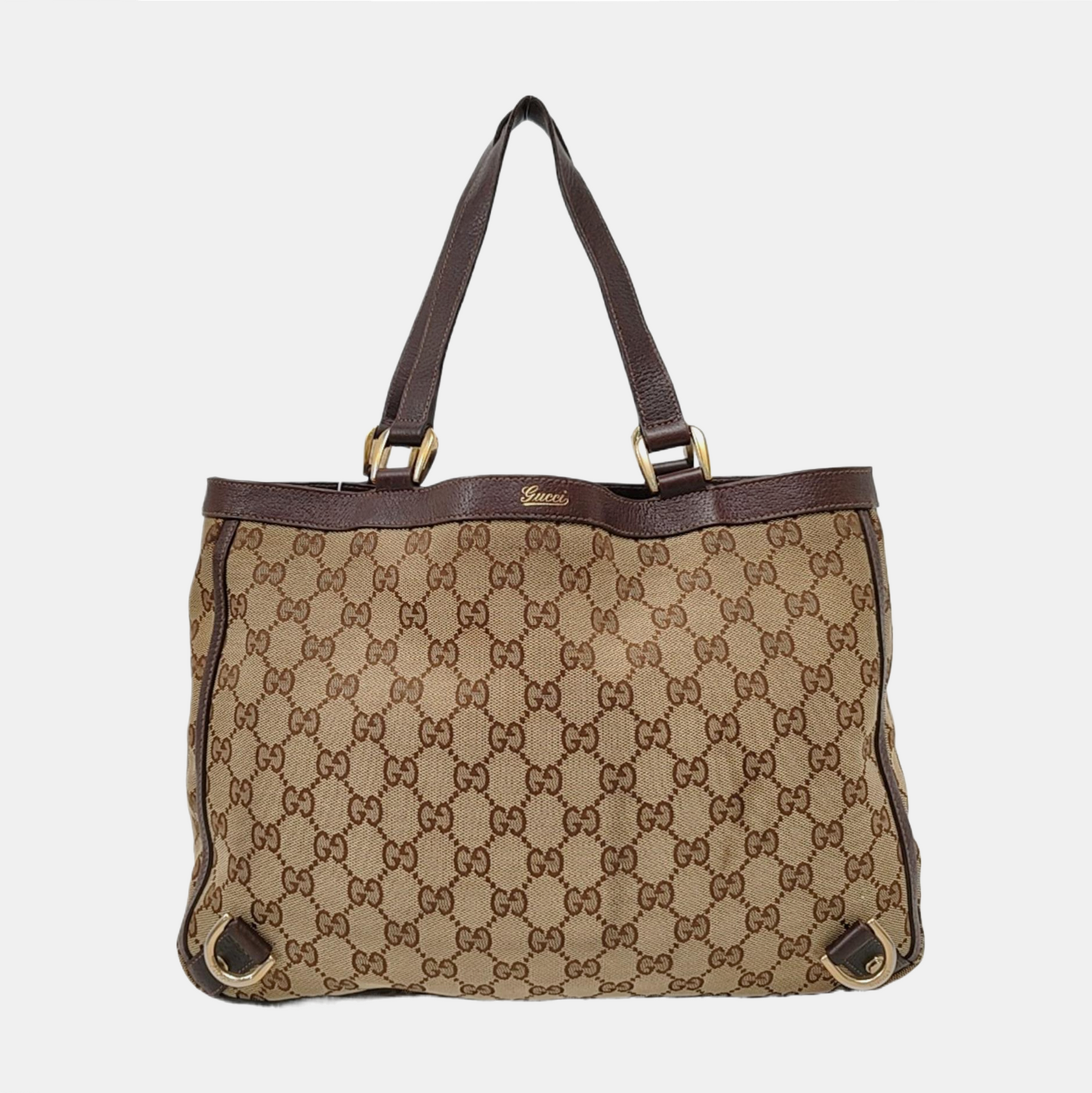 GUCCI Abbey Brown Canvas Monogram Handbag Single Shoulder Bag Golden hardware-(SKU)-959312527