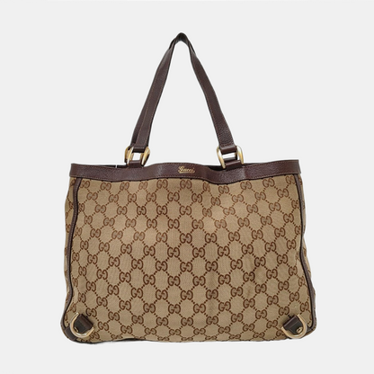 GUCCI Abbey Brown Canvas Monogram Handbag Single Shoulder Bag Golden hardware-(SKU)-959312527